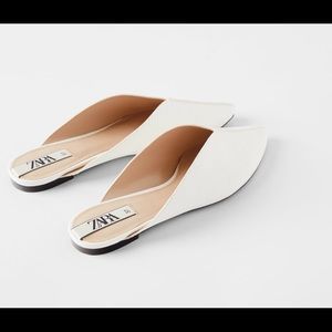Zara White Embossed Mules